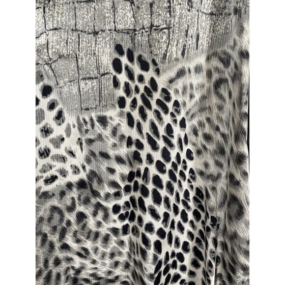 New Direction Tunic 1X Flowy Black Silver Gray Mixed Animal Print Boho Vintage - Picture 10 of 15